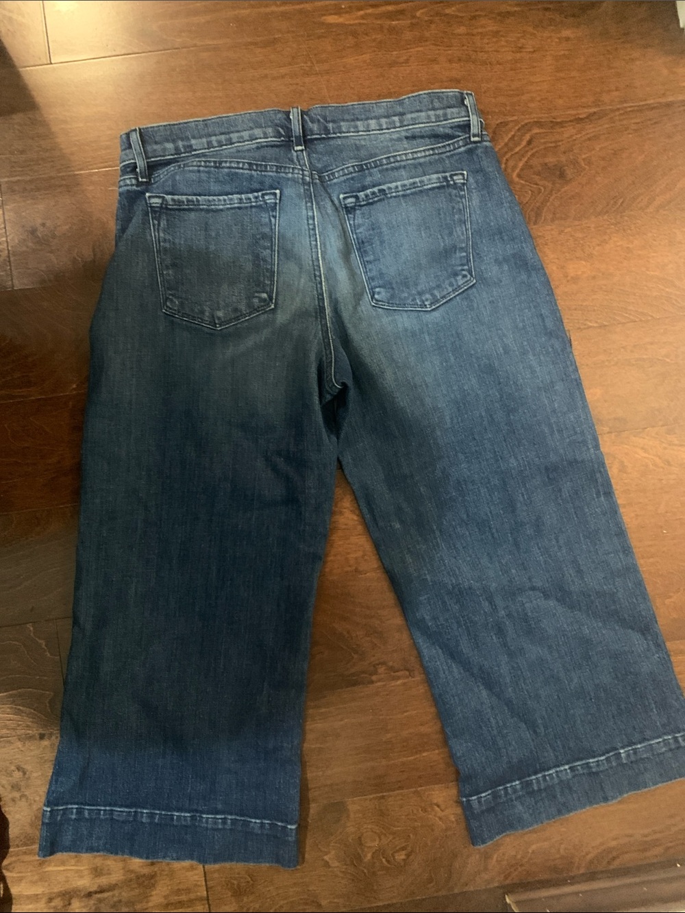 Wide Leg Cropped Jeans - Faded Blue Denim - Picture 3 of 3